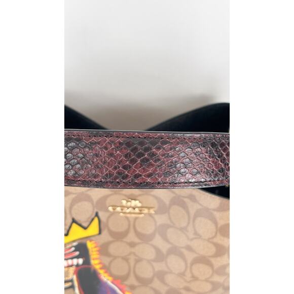 Coach X Jean Michel Basquiat Town Bucket Bag In Signature Canvas Brown Purse New - Picture 11 of 15